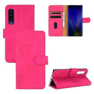 For Fujitsu Arrows NX9 F-52A Solid Color Skin Feel Magnetic Buckle Horizontal Flip Calf Texture PU Leather Case with Holder & Card Slots & Wallet(Rose Red)