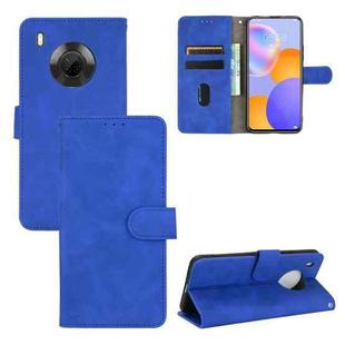 For Huawei Y9a Solid Color Skin Feel Magnetic Buckle Horizontal Flip Calf Texture PU Leather Case with Holder & Card Slots & Wallet(Blue)