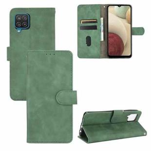 For Samsung Galaxy A12 / M12 / F12 Solid Color Skin Feel Magnetic Buckle Horizontal Flip Calf Texture PU Leather Case with Holder & Card Slots & Wallet(Green)