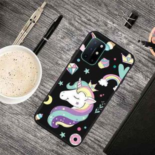 For OnePlus 8T Oil Embossed Coloured Drawing Pattern Shockproof  TPU Protective Case(Candy Unicorn)