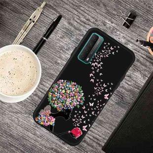 For Huawei P Smart 2021 Oil Embossed Coloured Drawing Pattern Shockproof  TPU Protective Case(Corolla Girl)