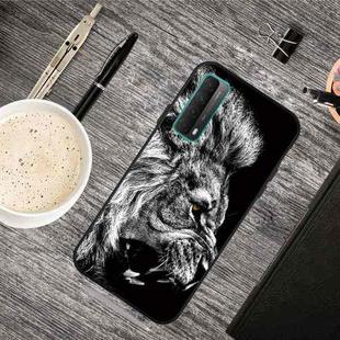 For Huawei P Smart 2021 Oil Embossed Coloured Drawing Pattern Shockproof  TPU Protective Case(Lion)