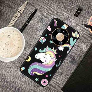 For Huawei Mate 40 Oil Embossed Coloured Drawing Pattern Shockproof  TPU Protective Case(Candy Unicorn)