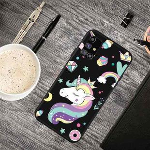 For Samsung Galaxy M31s Oil Embossed Coloured Drawing Pattern Shockproof  TPU Protective Case(Candy Unicorn)