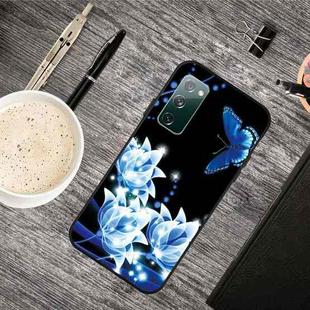 For Samsung Galaxy S20 FE Oil Embossed Coloured Drawing Pattern Shockproof  TPU Protective Case(Blue Butterfly)