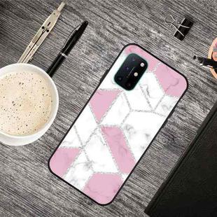 For OnePlus 8T Frosted Fashion Marble Shockproof  TPU Protective Case(White Block)