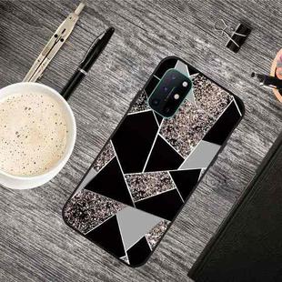 For OnePlus 8T Frosted Fashion Marble Shockproof  TPU Protective Case(Black Gold Triangle)