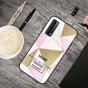 For Huawei P Smart 2021 Frosted Fashion Marble Shockproof  TPU Protective Case(Golden Triangle)