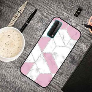 For Huawei P Smart 2021 Frosted Fashion Marble Shockproof  TPU Protective Case(White Block)