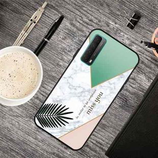 For Huawei P Smart 2021 Frosted Fashion Marble Shockproof  TPU Protective Case(Green Grass)