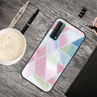 For Huawei P Smart 2021 Frosted Fashion Marble Shockproof  TPU Protective Case(Multicolor Square)