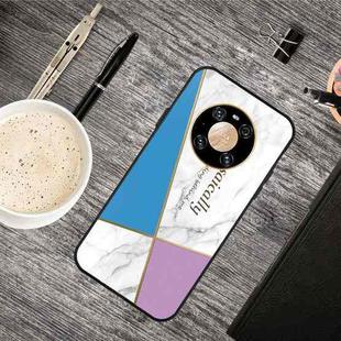 For Huawei Mate 40 Frosted Fashion Marble Shockproof  TPU Protective Case(Blue-violet Triangle)