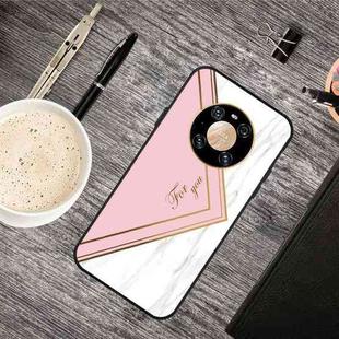 For Huawei Mate 40 Frosted Fashion Marble Shockproof  TPU Protective Case(Pink Triangle)