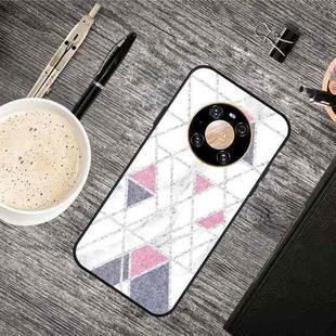 For Huawei Mate 40 Pro Frosted Fashion Marble Shockproof  TPU Protective Case(White Pink Triangle)