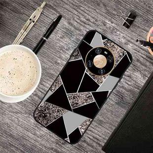 For Huawei Mate 40 Pro Frosted Fashion Marble Shockproof  TPU Protective Case(Black Gold Triangle)