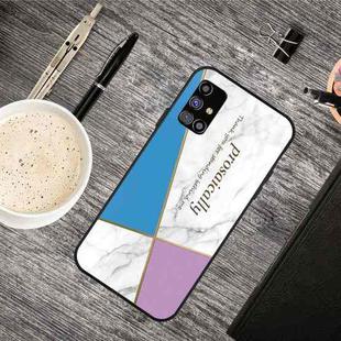 For Samsung Galaxy M51 Frosted Fashion Marble Shockproof  TPU Protective Case(Blue-violet Triangle)