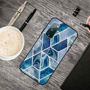 For Samsung Galaxy S20 FE Frosted Fashion Marble Shockproof  TPU Protective Case(Dark Blue Square)