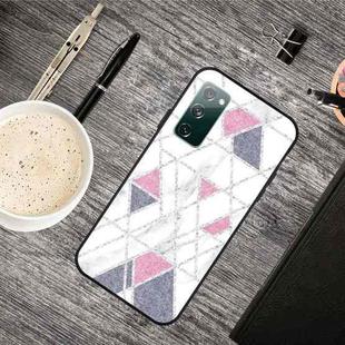 For Samsung Galaxy S20 FE Frosted Fashion Marble Shockproof  TPU Protective Case(White Pink Triangle)