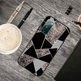 For Samsung Galaxy S20 FE Frosted Fashion Marble Shockproof  TPU Protective Case(Black Gold Triangle)