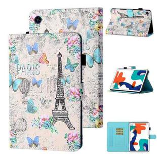 For Huawei MatePad T 8 Colored Drawing Stitching Horizontal Flip Leather Case TPU Bottom Case with Holder & Card Slots & Anti-skid Strip & Pen Slot(Tower Pansy)