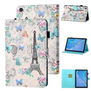 For Huawei Honor Pad 6 / X6 & Enjoy 2 & MatePad T10 / T10S Colored Drawing Stitching Horizontal Flip Leather Case TPU Bottom Case with Holder & Card Slots & Anti-skid Strip & Pen Slot(Tower Pansy)