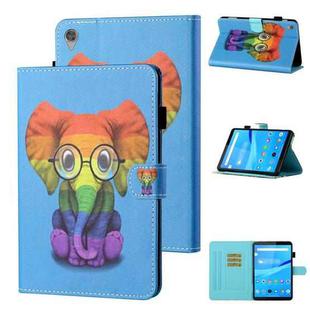 For Lenovo Tab M10 HD 2nd Gen TB-X306X Colored Drawing Stitching Horizontal Flip Leather Case TPU Bottom Case with Holder & Card Slots & Anti-skid Strip & Pen Slot & Sleep / Wake-up(Color Elephant)