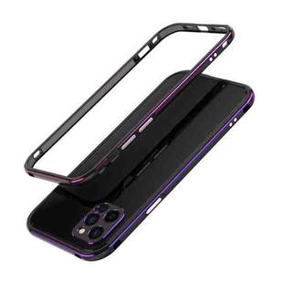 For iPhone 12 Pro Aurora Series Lens Protector + Metal Frame Protective Case(Black Purple)