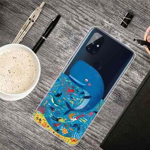 For OnePlus Nord N10 5G Colored Drawing Clear TPU Protective Cases(Whale Seabed)