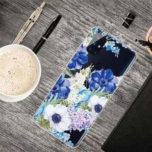 For OnePlus Nord N10 5G Colored Drawing Clear TPU Protective Cases(Blue White Roses)