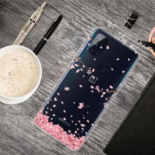 For OnePlus Nord N100 Colored Drawing Clear TPU Protective Cases(Cherry Blossoms)