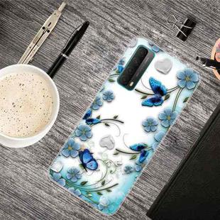 For Huawei P Smart 2021 Colored Drawing Clear TPU Protective Cases(Chrysanthemum Butterfly)