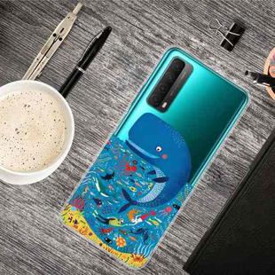 For Huawei P Smart 2021 Colored Drawing Clear TPU Protective Cases(Whale Seabed)