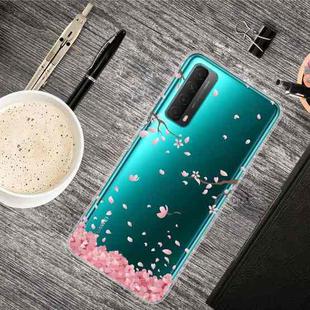 For Huawei P Smart 2021 Colored Drawing Clear TPU Protective Cases(Cherry Blossoms)