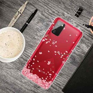 For Samsung Galaxy A02s US Version Colored Drawing Clear TPU Protective Cases(Cherry Blossoms)