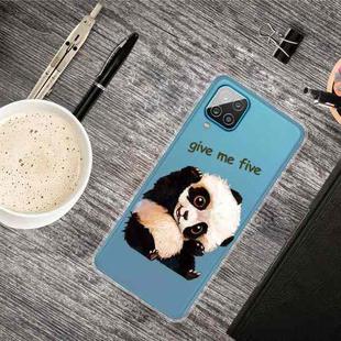 For Samsung Galaxy A12 Colored Drawing Clear TPU Protective Cases(Tilted Head Panda)