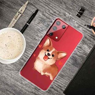 For Samsung Galaxy S21 5G Colored Drawing Clear TPU Protective Cases(Love Corgi)