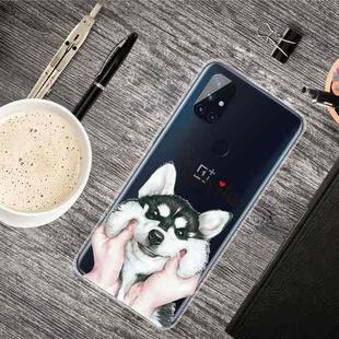 For OnePlus Nord N10 5G Colored Drawing Clear TPU Protective Cases(Pinch Face Dog)