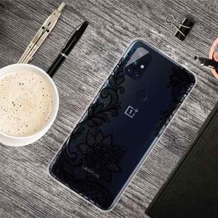For OnePlus Nord N10 5G Colored Drawing Clear TPU Protective Cases(Black Rose)