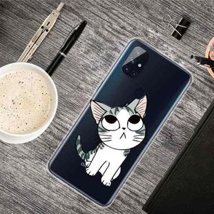 For OnePlus Nord N10 5G Colored Drawing Clear TPU Protective Cases(Tilted Head Cat)
