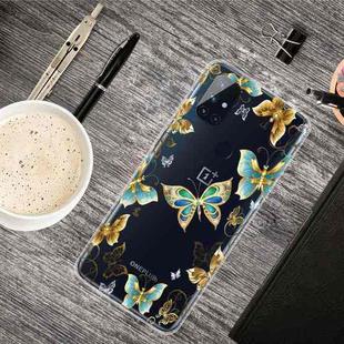 For OnePlus Nord N10 5G Colored Drawing Clear TPU Protective Cases(Dorking Butterfly)