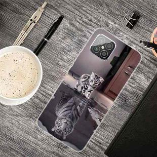 For Huawei Nova 8 SE Colored Drawing Clear TPU Protective Cases(Reflection Cat Tiger)