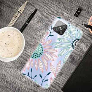 For Huawei Nova 8 SE Colored Drawing Clear TPU Protective Cases(Pink Green Flower)