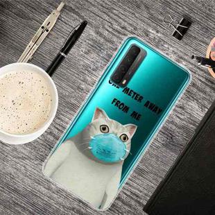 For Huawei P Smart 2021 Colored Drawing Clear TPU Protective Cases(Mask Cat)
