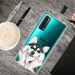For Huawei P Smart 2021 Colored Drawing Clear TPU Protective Cases(Pinch Face Dog)
