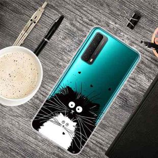 For Huawei P Smart 2021 Colored Drawing Clear TPU Protective Cases(Black And White Rat)