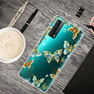 For Huawei P Smart 2021 Colored Drawing Clear TPU Protective Cases(Dorking Butterfly)