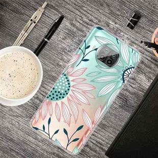 For Xiaomi Mi 10T Lite 5G Colored Drawing Clear TPU Protective Cases(Pink Green Flower)