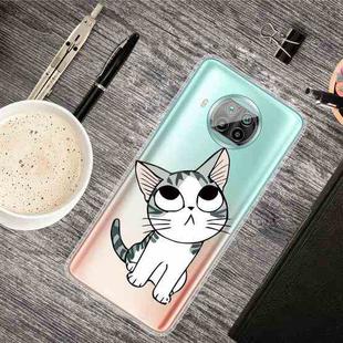 For Xiaomi Mi 10T Lite 5G Colored Drawing Clear TPU Protective Cases(Tilted Head Cat)