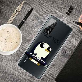 For Xiaomi Mi 10T Pro Colored Drawing Clear TPU Protective Cases(Penguin)