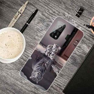 For Xiaomi Mi 10T Pro Colored Drawing Clear TPU Protective Cases(Reflection Cat Tiger)